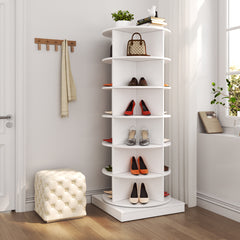 HAOYYE 360 Rotating shoe cabinet 6 layers Sturdy Space-Saving Heavy Duty Modern Design Adults Dorm Room Easy Assembly Bedroom Furniture