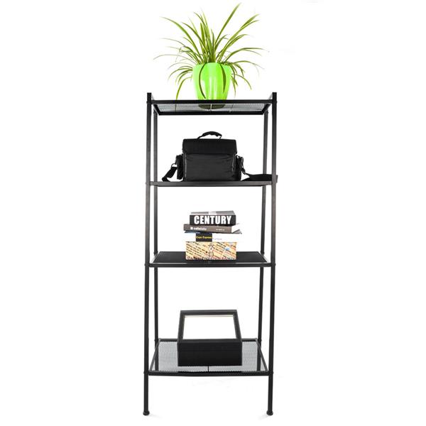 HAOYYE Sturdy 4-Tier Black Bookshelf, Durable and Stylish Space-Saving Home Organizer, Modern Storage Solution for Living Room or Bedroom