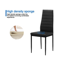 Haoyye Dining Chair Set of 4, Modern PU Leather Upholstered Chairs with Comfortable Cushioned Seats, Sturdy and Space-Saving Dining Room Chairs for Kitchen, Apartment, or Small Dining Area, Easy Assembly, Black
