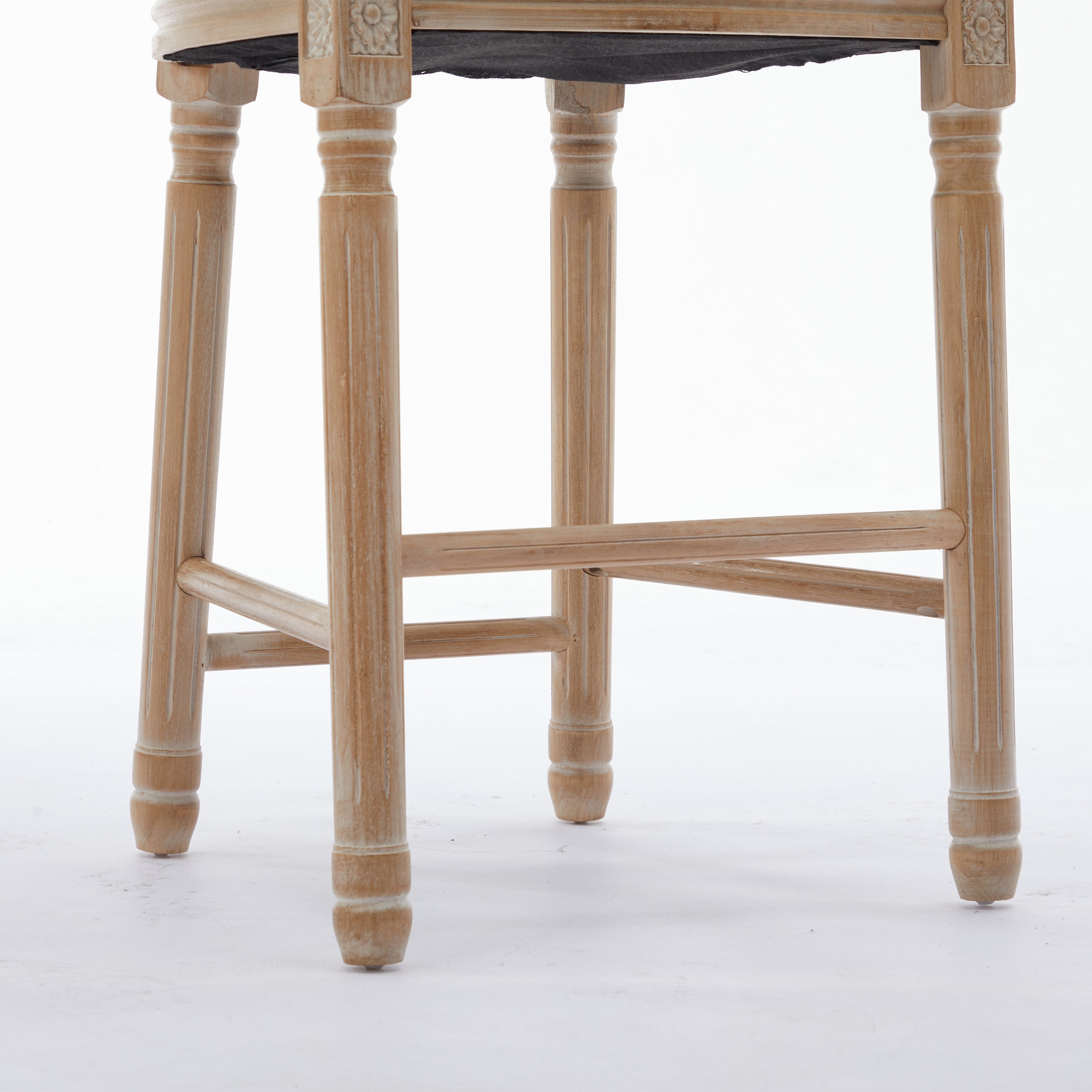HAOYYE Solid Wood Bar stools Set of 2, Classic French Country Wooden Barstools with Upholstered Seating Sturdy Space-Saving Heavy Duty Modern Design Adults Dorm Room Easy Assembly Bedroom Furniture