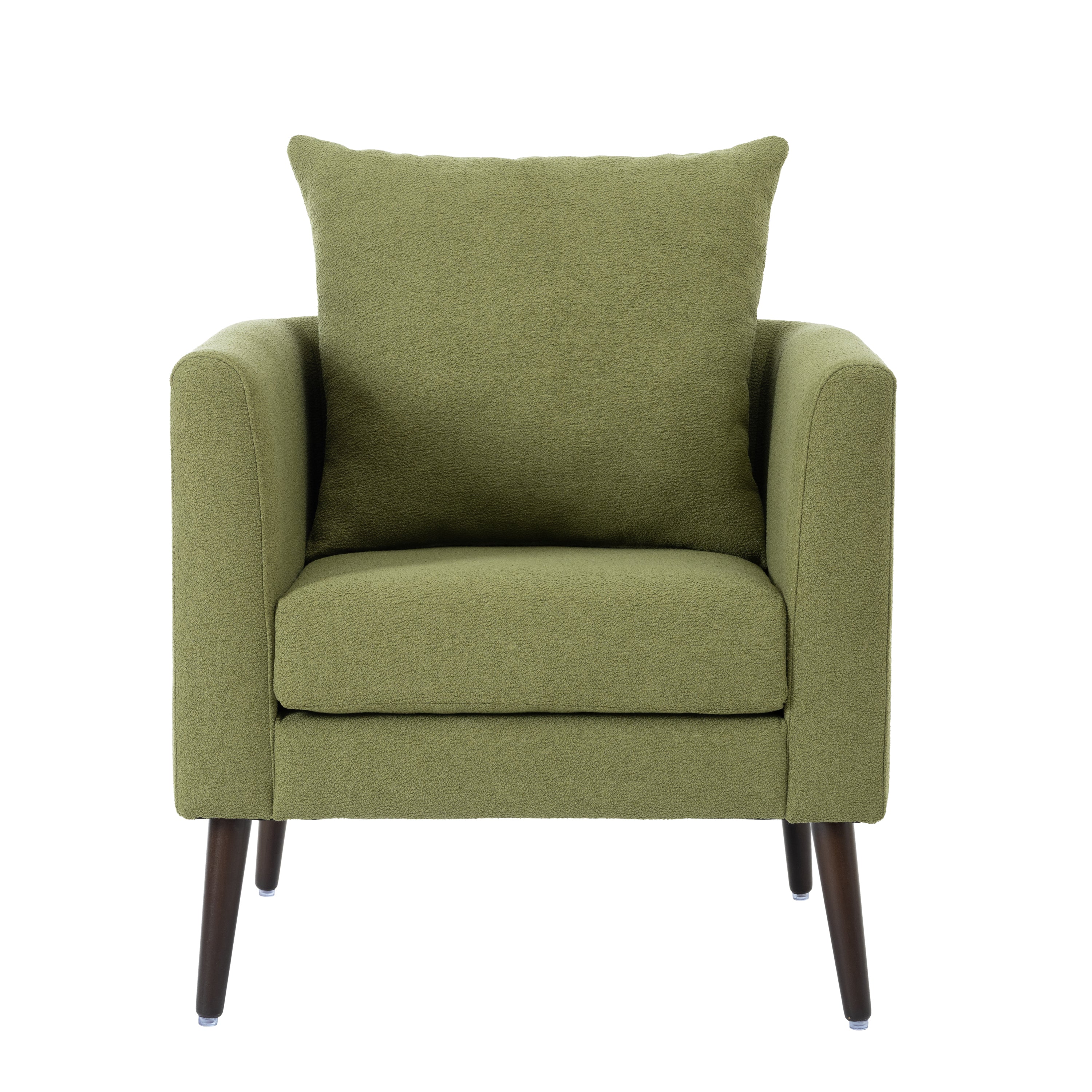 HAOYYE Barrel Chair, Modern Accent Chair, Fabric Armchair Club Chair,Upholstered Arm Chair with Solid Wood Legs,Waist Pillow,Padded Single Chair for Living Room/Bedroom/Study/Waiting Room,Olive Green Sturdy