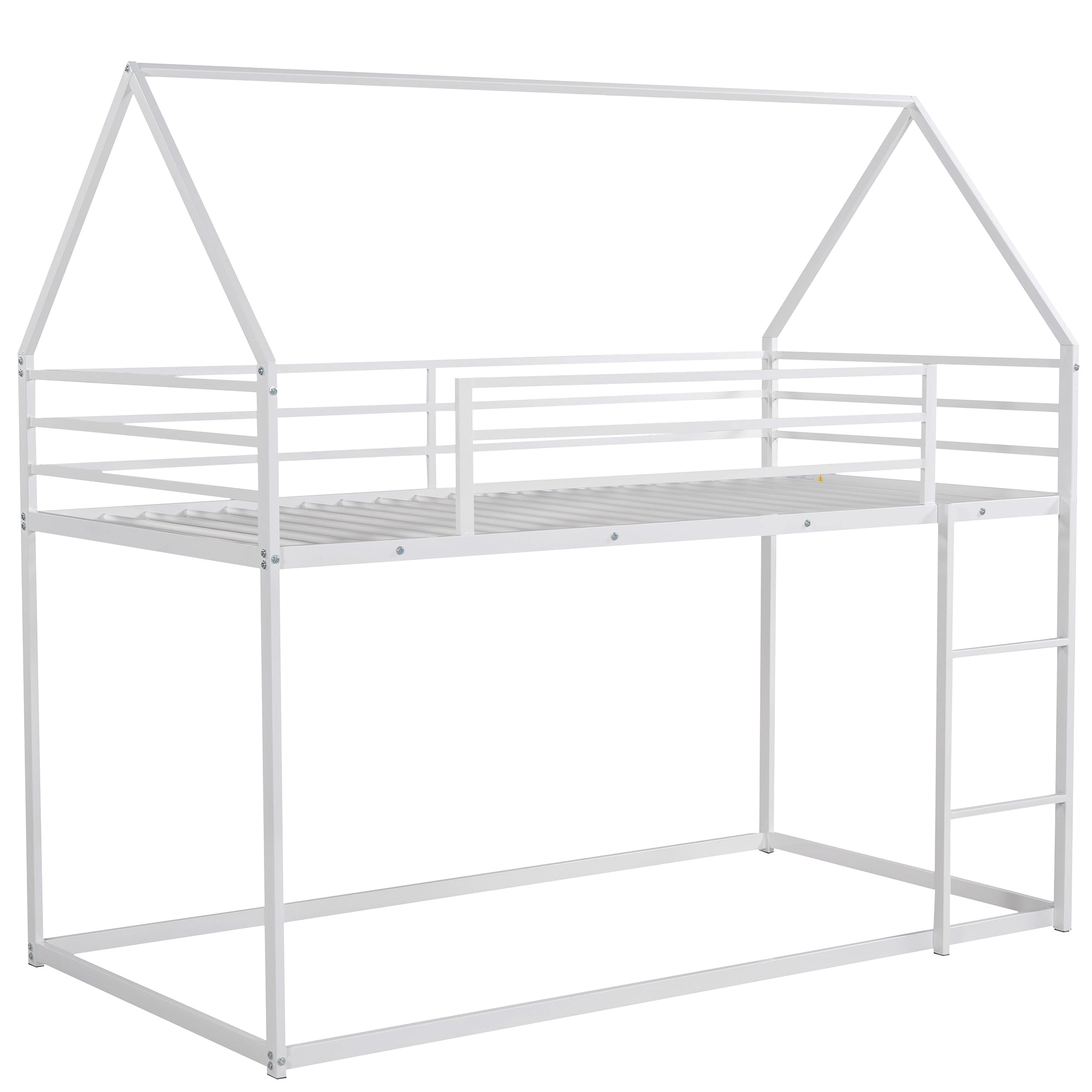 HAOYYE Twin over Twin House Bunk Bed with Built-in Ladder,White Sturdy Space-Saving Heavy Duty Modern Design Adults Dorm Room Easy Assembly Bedroom Furniture