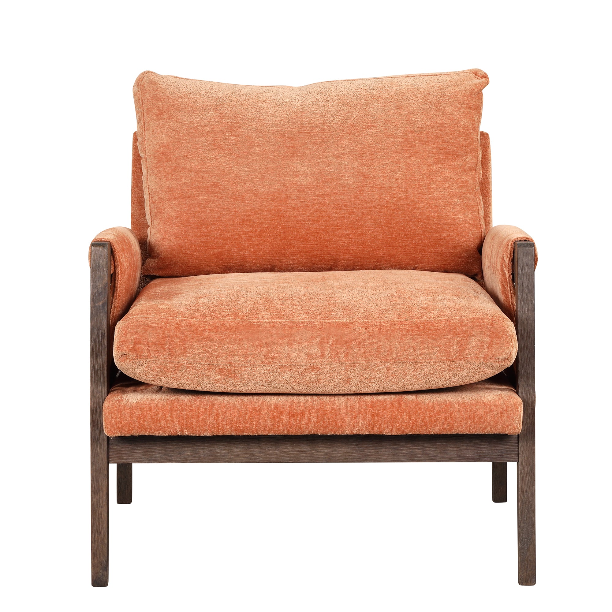 HAOYYE Mid-Century Modern Velvet Accent Chair,Leisure Chair with Solid Wood and Thick Seat Cushion for Living Room,Bedroom,Studio,Orange Sturdy Space-Saving Heavy Duty Modern Design Adults Dorm Room