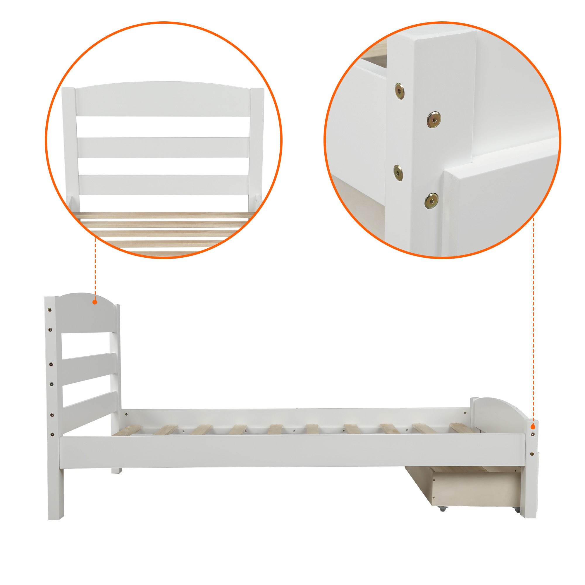 HAOYYE Twin Bed Frame with Storage Drawer and Wood Slat Support, No Box Spring Needed, Sturdy Space-Saving Heavy Duty Modern Design, Easy Assembly, Durable Stylish Home Furniture for Bedroom or Guest Room