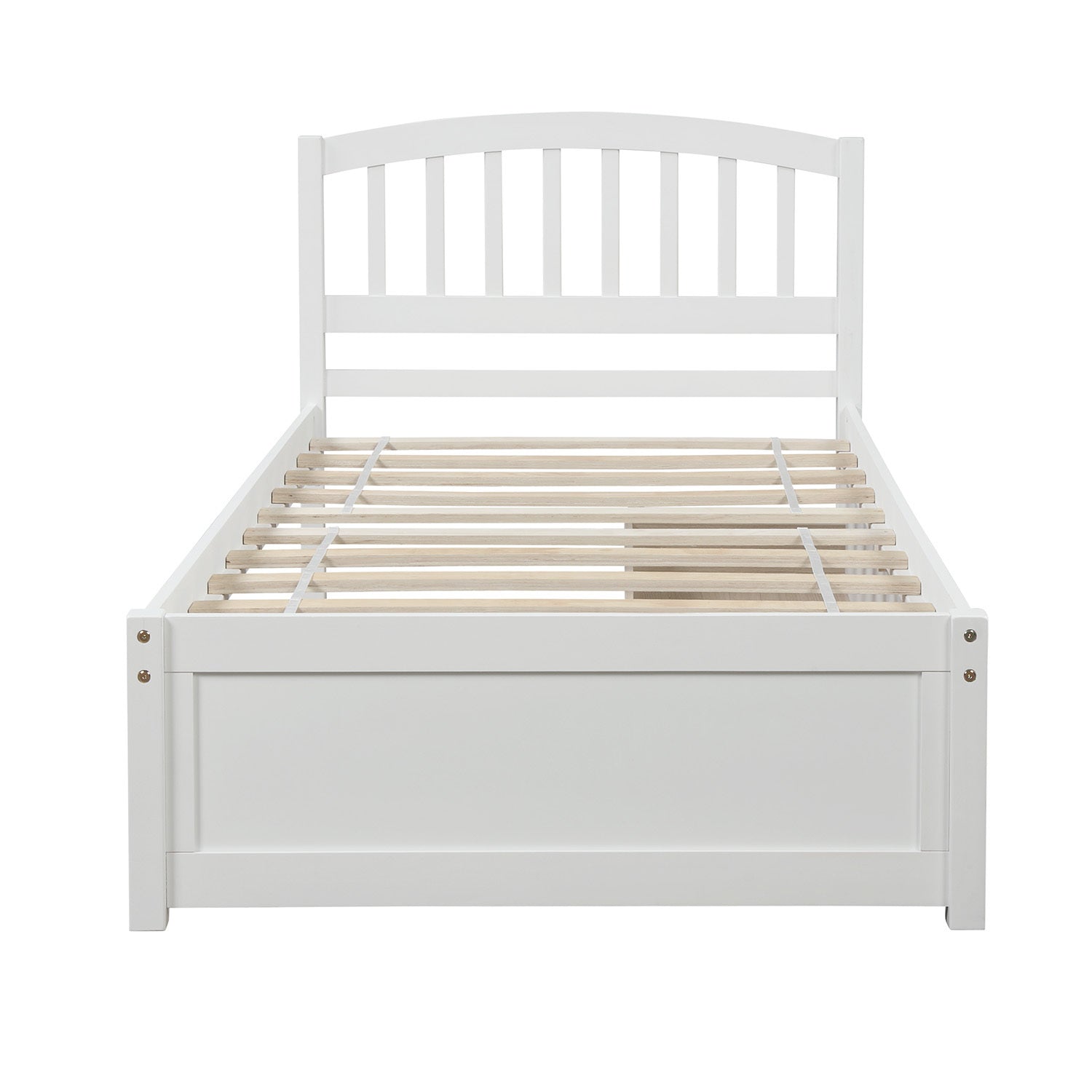 HAOYYE Twin Platform Bed Frame with Two Storage Drawers and Headboard, White, Sturdy Space-Saving Design, Heavy Duty Construction, Easy Assembly, Durable and Stylish Home Furniture