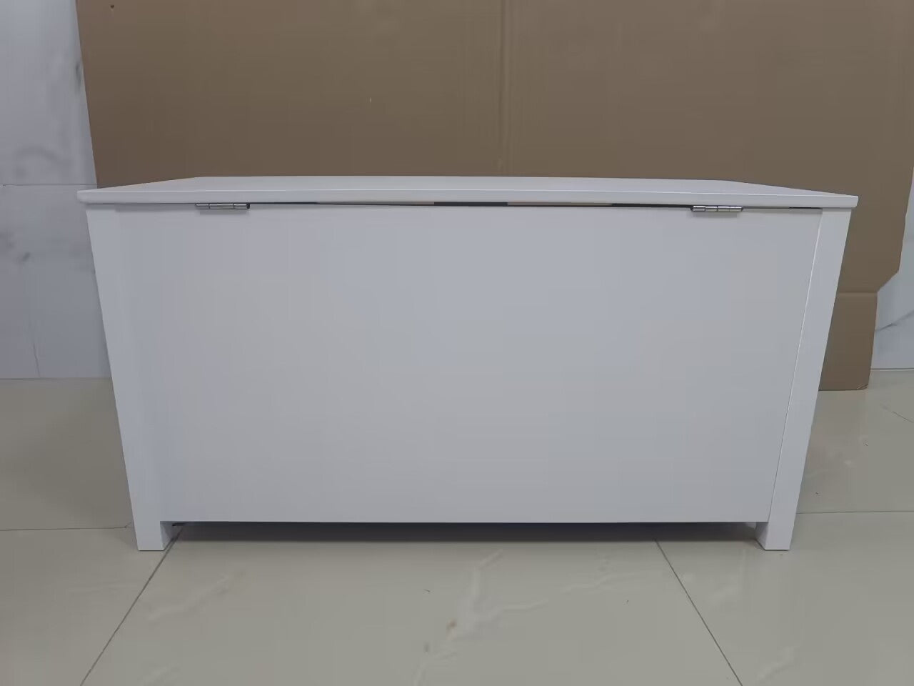 HAOYYE Wooden Toy Box Storage with Safety Hinged Lid, White, Sturdy Space-Saving Design, Easy Assembly, Durable and Stylish Home Furniture