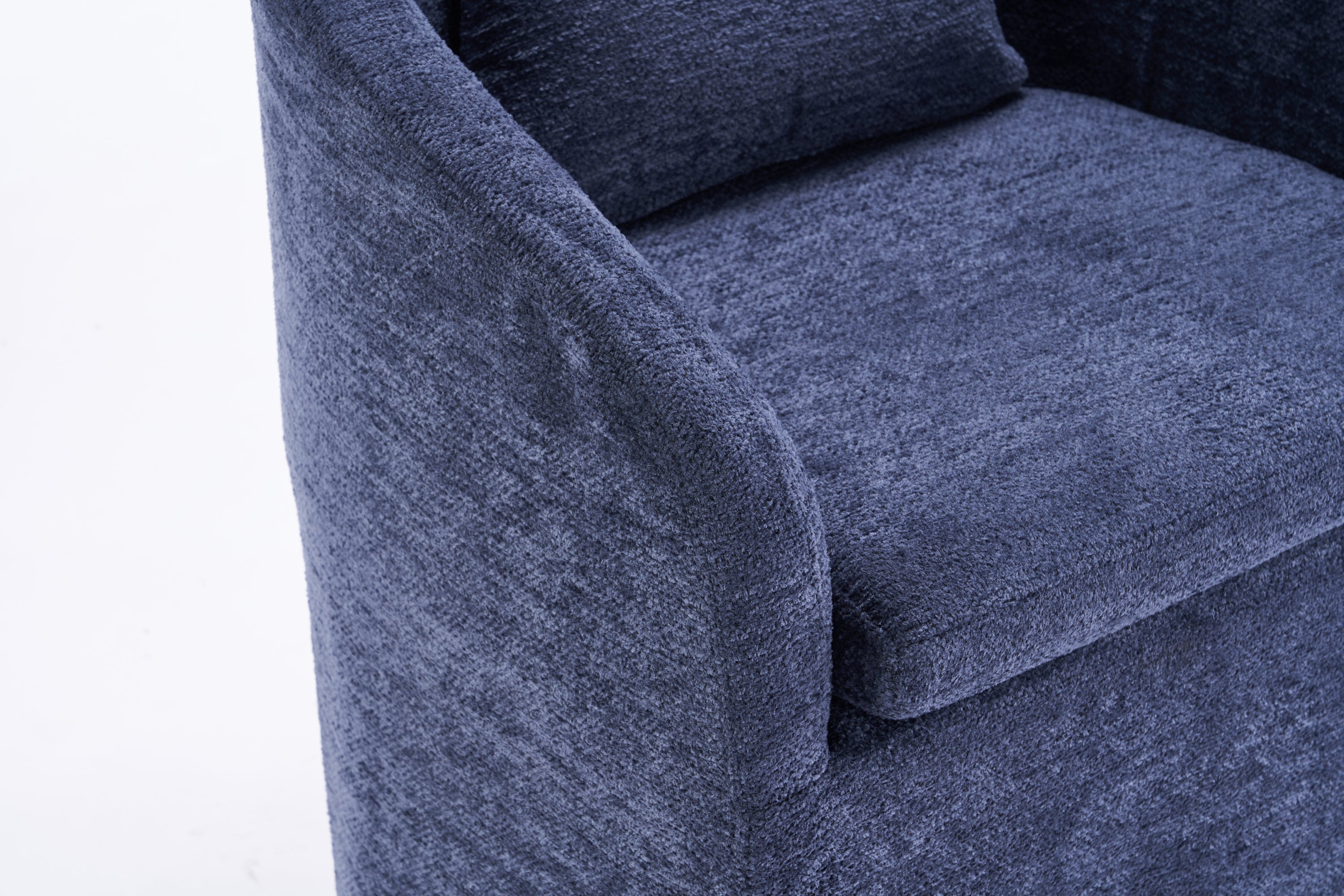 HAOYYE 059-Set of 1 Chenille Fabric Dining Armchair With Back Cushion and Universal Wheels,Blue Sturdy Space-Saving Heavy Duty Modern Design Adults Dorm Room Easy Assembly Bedroom Furniture