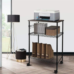 HAOYYE 3-Tier Kitchen Utility Cart, Mobile Rolling Kitchen Storage Cart, Durable Metal Frame with Wood Top, Compact Multifunctional Serving Trolley, Easy Assembly and Modern Design, Ideal for Home, Kitchen, Office, or Dining Room