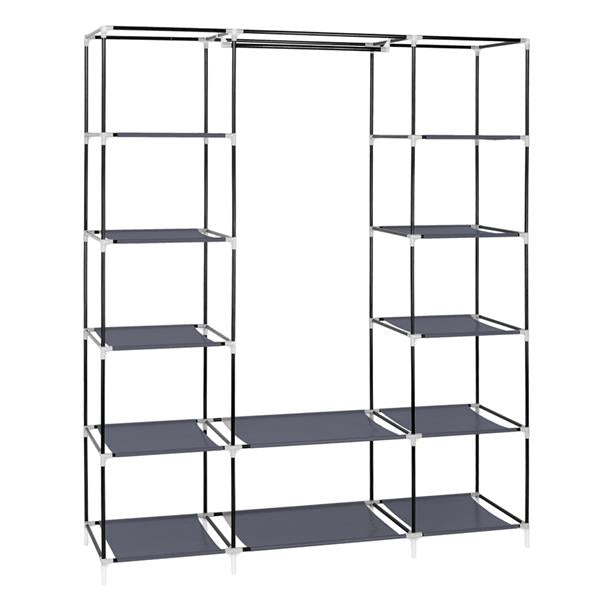 DE Direct HAOYYE Portable Clothes Closet Wardrobe Storage Organizer with Non-Woven Fabric Cover Strong Steel Frame and 12 Shelves Quick Easy Assembly Dustproof Freestanding Garment Rack for Bedroom Entryway