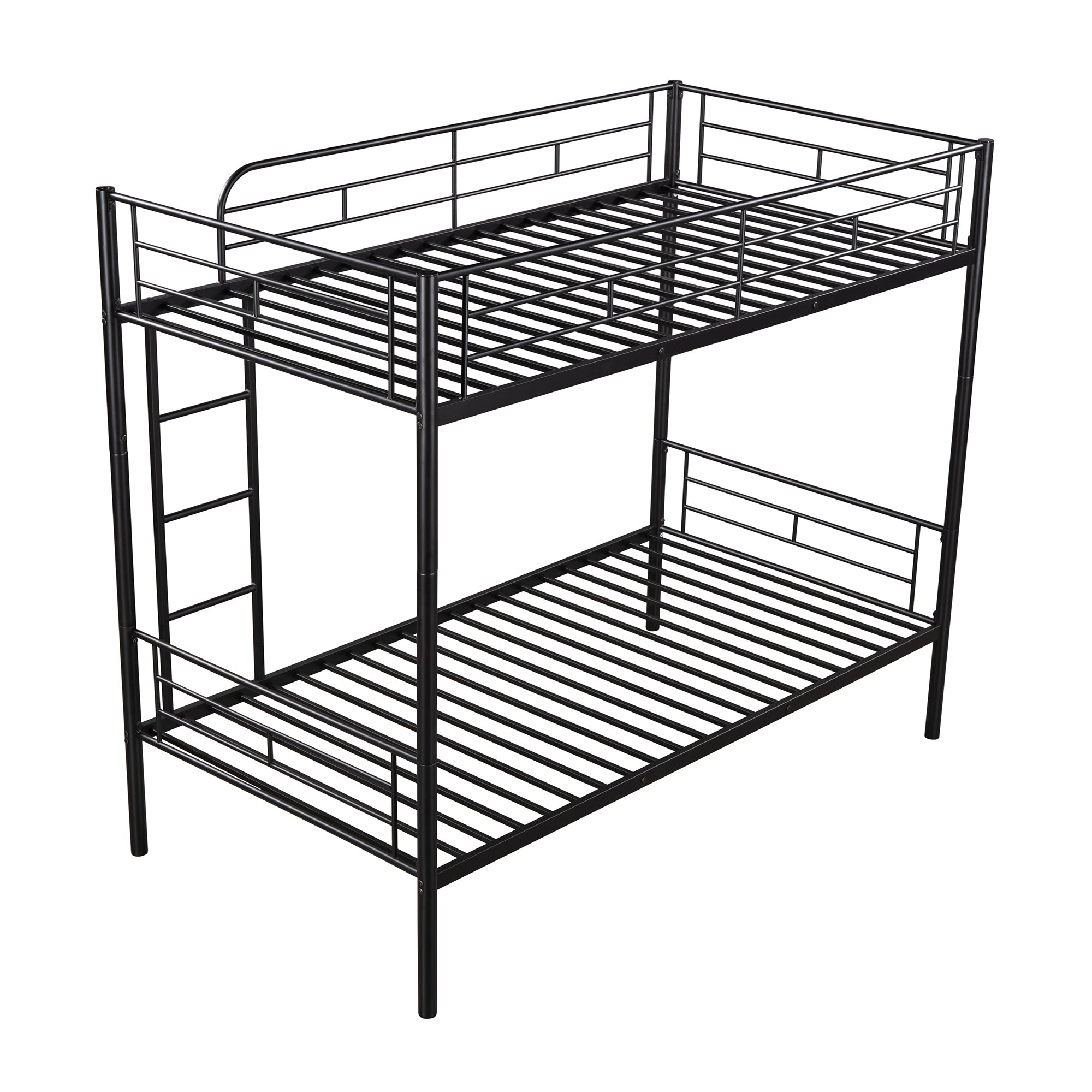 HAOYYE Twin Over Twin Metal Bunk Bed (Black) ( old sku: MF189201BAA ) Sturdy Space-Saving Heavy Duty Modern Design Easy Assembly Durable Stylish Home Furniture Versatile