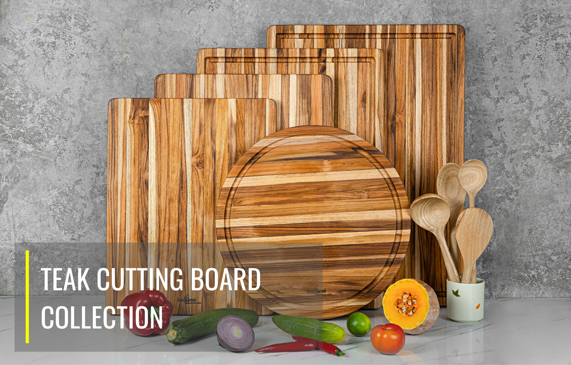 HAOYYE Teak Cutting Board BF02002_S 18 INCH, Pack of 5 Pieces Sturdy Space-Saving Heavy Duty Modern Design Adults Dorm Room Easy Assembly Bedroom Furniture