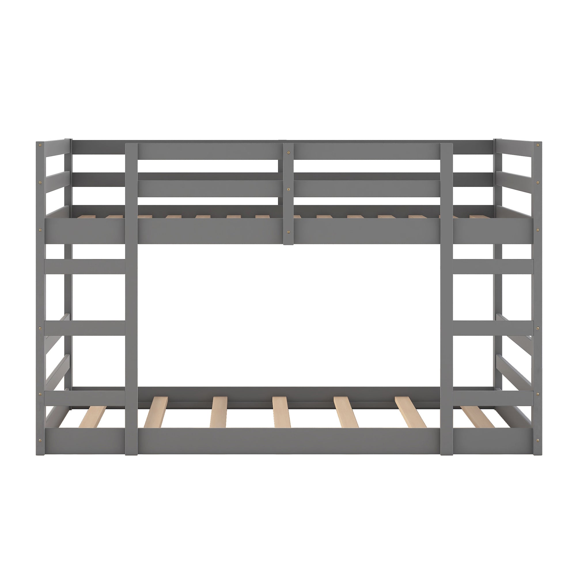 HAOYYE Twin Over Twin Bunk Bed with Ladder, Gray（OLD SKU：WF282787AAE） Sturdy Space-Saving Heavy Duty Modern Design Adults Dorm Room Easy Assembly Bedroom Furniture