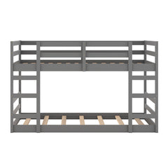 HAOYYE Twin Over Twin Bunk Bed with Ladder, Gray（OLD SKU：WF282787AAE） Sturdy Space-Saving Heavy Duty Modern Design Adults Dorm Room Easy Assembly Bedroom Furniture