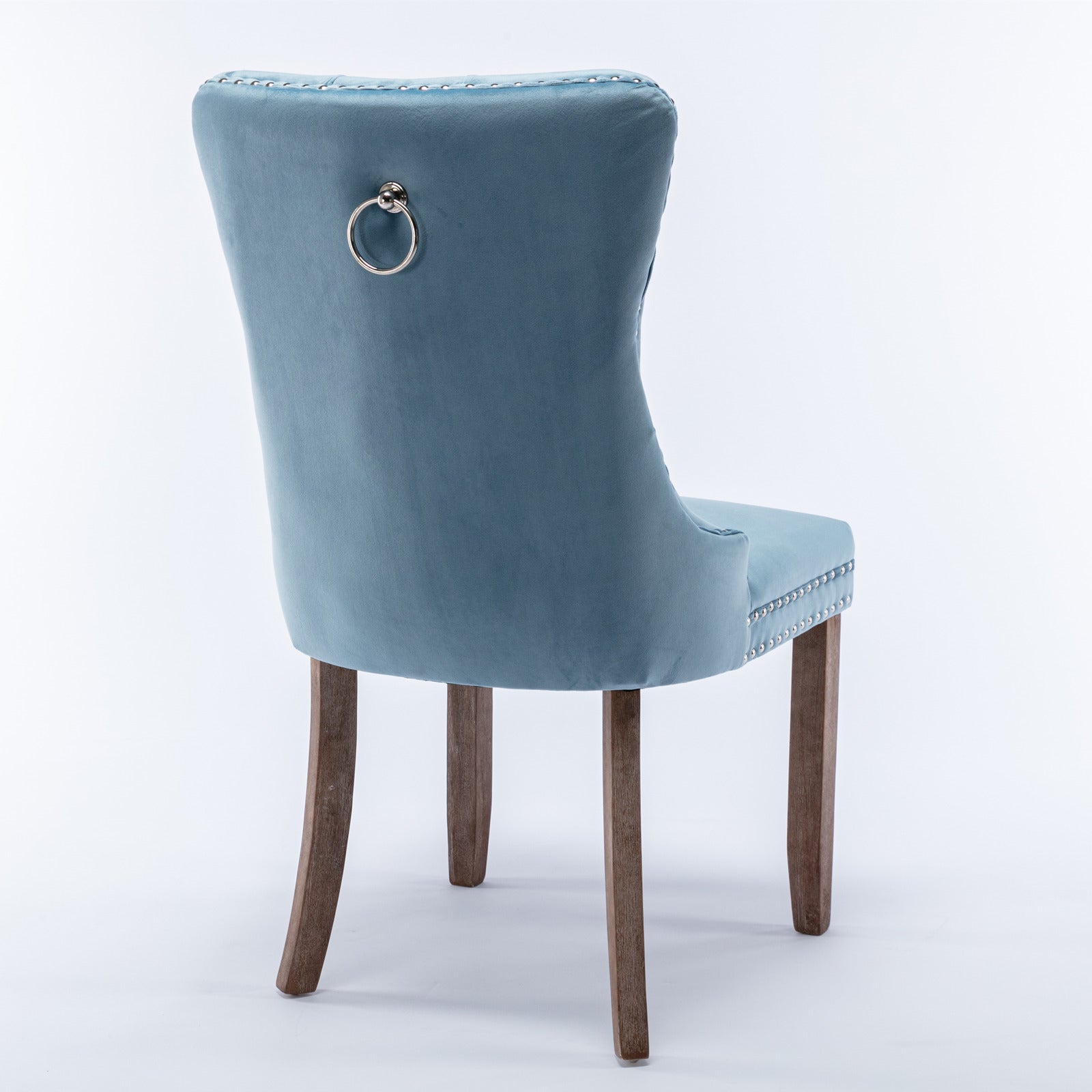 HAOYYE High-end Tufted Solid Wood Contemporary Velvet Upholstered Dining Chair with Wood Legs Nailhead Trim 2-Pcs Set,Light Blue, SW2001LB Sturdy Space-Saving Heavy Duty Durable