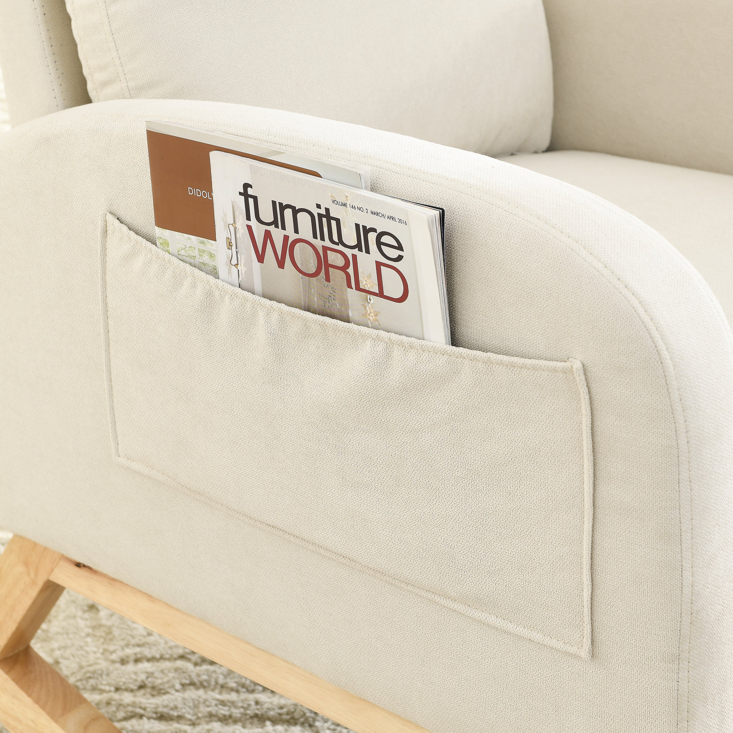 HAOYYE Welike 27.6"W Modern Accent High Backrest Living Room Lounge Arm Rocking Chair, Two Side Pocket Sturdy Space-Saving Heavy Duty Modern Design Easy Assembly Durable Stylish Versatile
