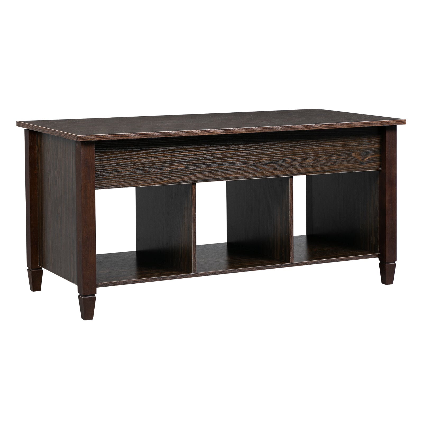 HAOYYE Lift Top Coffee Table Modern Furniture Hidden Compartment with 3 Storage Cabinets and Solid Wood Legs for Living Room Office