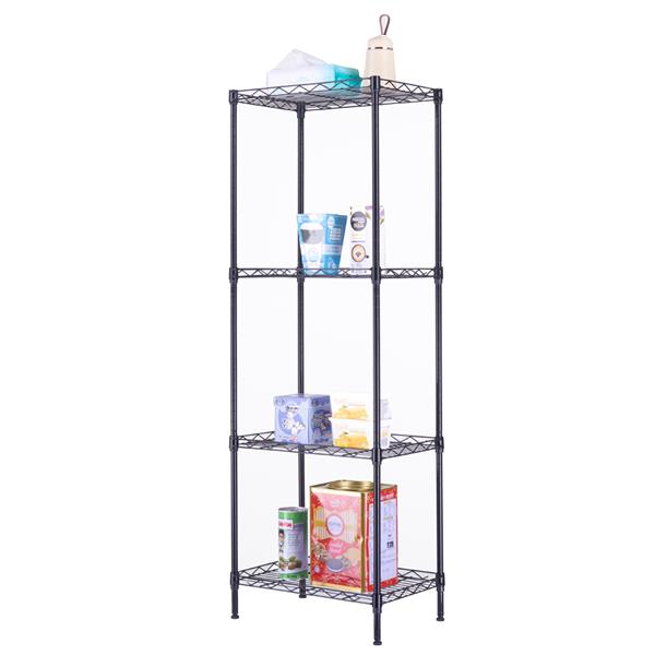 HAOYYE 4-Tier Wire Shelving Unit Metal Storage Rack Black Adjustable Organizer with Leveling Feet for Kitchen Bathroom Office
