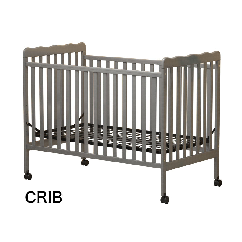 HAOYYE 3-In-1 Convertible Crib In Storm Grey, Made Of Sustainable Pinewood, Non-Toxic Finish, Comes With Locking Wheels, Wooden Nursery Furniture Sturdy Space-Saving Heavy Duty Modern Design Adults