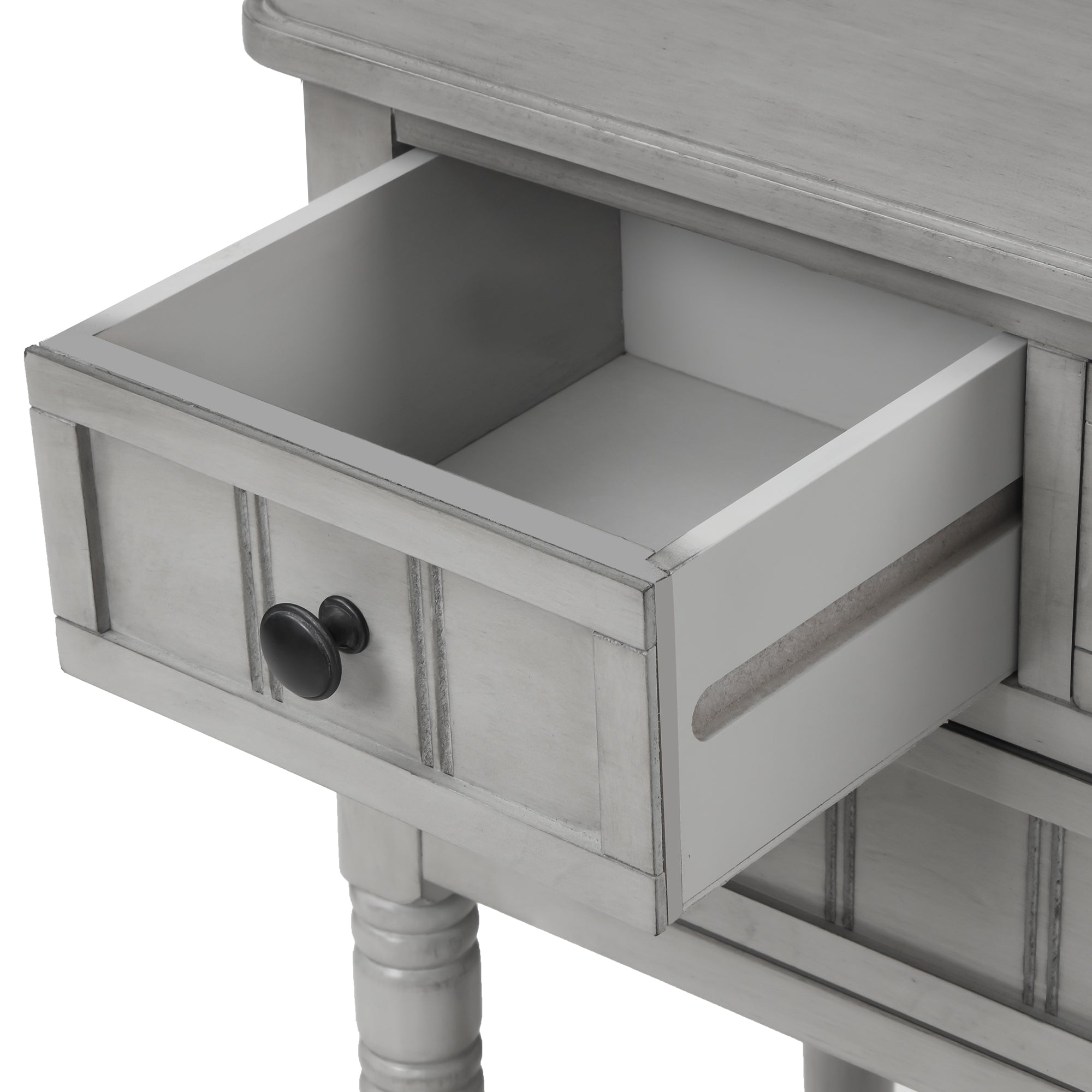 HAOYYE Slim Console Table With Three Drawers And Bottom Shelf, Narrow Sofa Table For Living Room, Modern Space-Saving Design, Heavy Duty Construction, Easy Assembly (Gray Wash)
