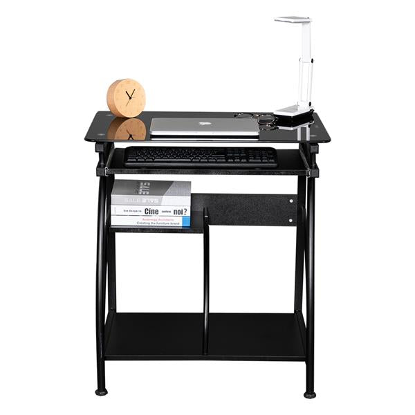 HAOYYE Exquisite Integrated Stalinite Computer Desk Black Sturdy Design Durable Multifunctional Modern Organizer Space-Saving Storage Solution Practical Stylish for Living Room or Office