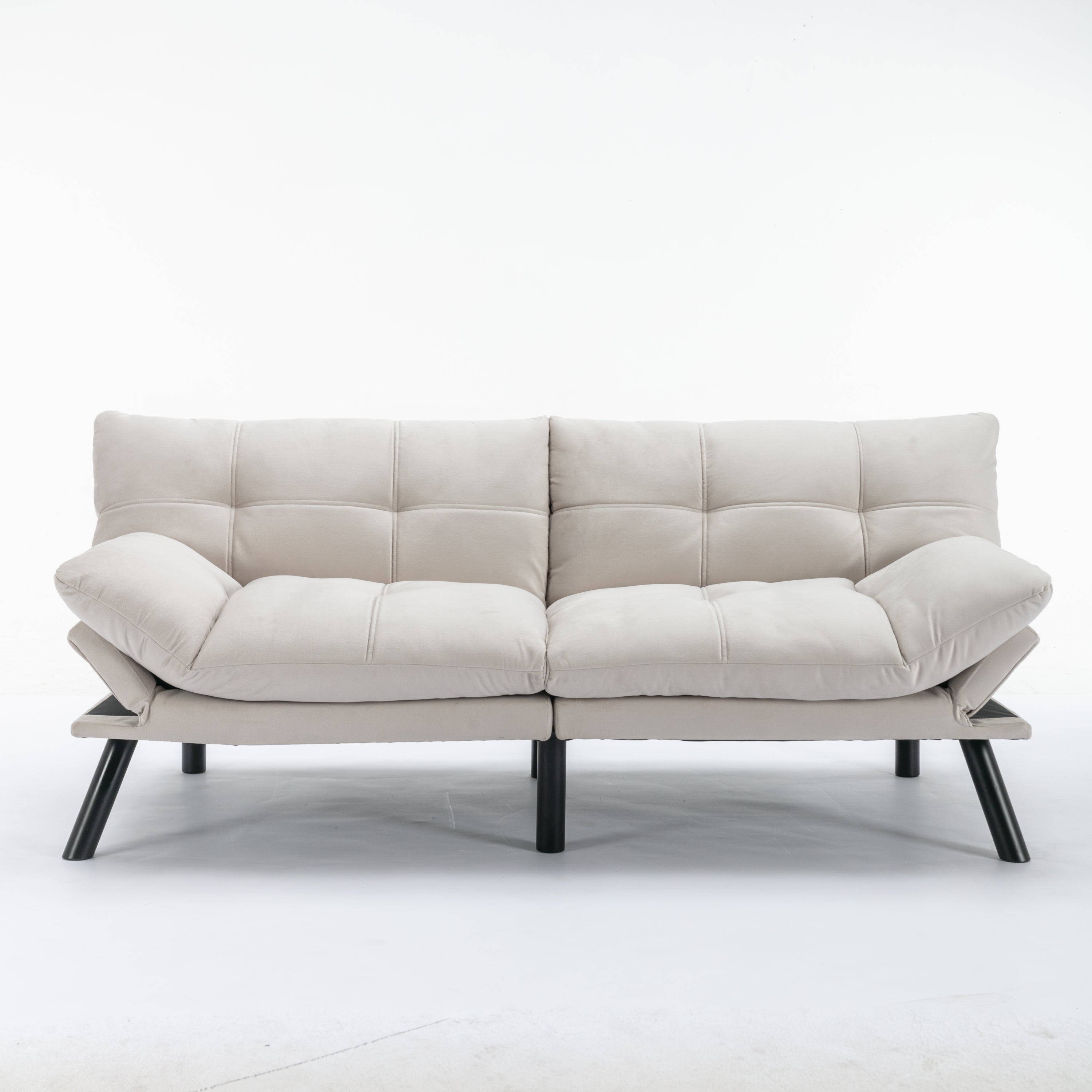 HAOYYE Cream Convertible Folding Modern sofa Bed Sturdy Space-Saving Heavy Duty Modern Design Adults Dorm Room Easy Assembly Bedroom Furniture