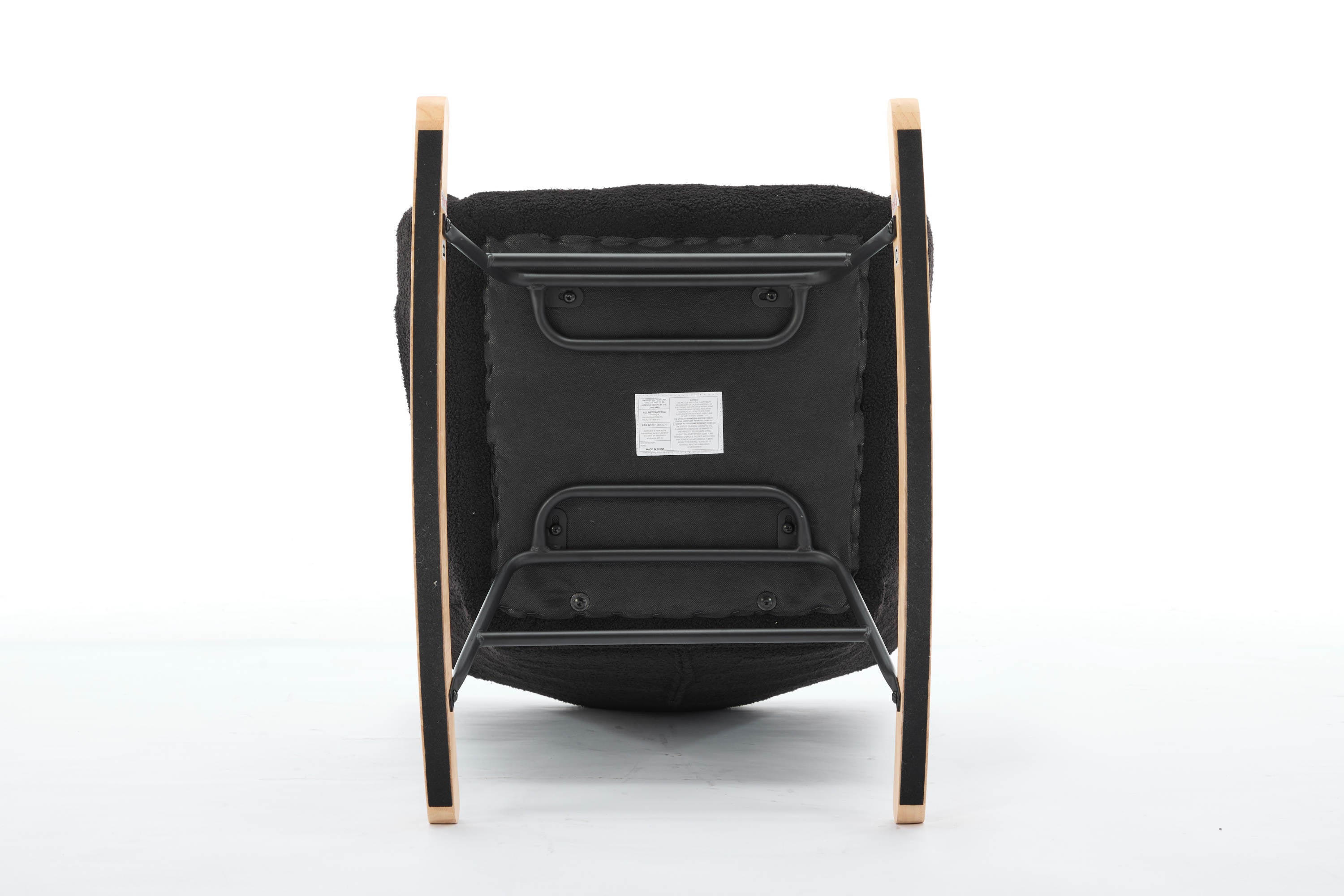 Haoyye Black Modern Nursery Rocking Chair with High Backrest, Soft Teddy Upholstered Glider Accent Armchair with Solid Wood Legs, Gentle Rocker for Bedroom, Living Room, or Nursery, Sturdy and Space-Saving Design for Adults
