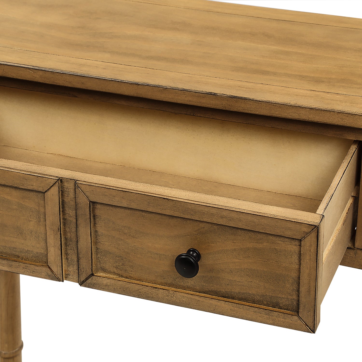 HAOYYE Console Table, Sofa Table with Two Storage Drawers and Bottom Shelf for Living Room or Entryway, Old Pine, Sturdy Space-Saving Design, Heavy Duty Construction, Easy Assembly, Durable and Stylish Home Furniture
