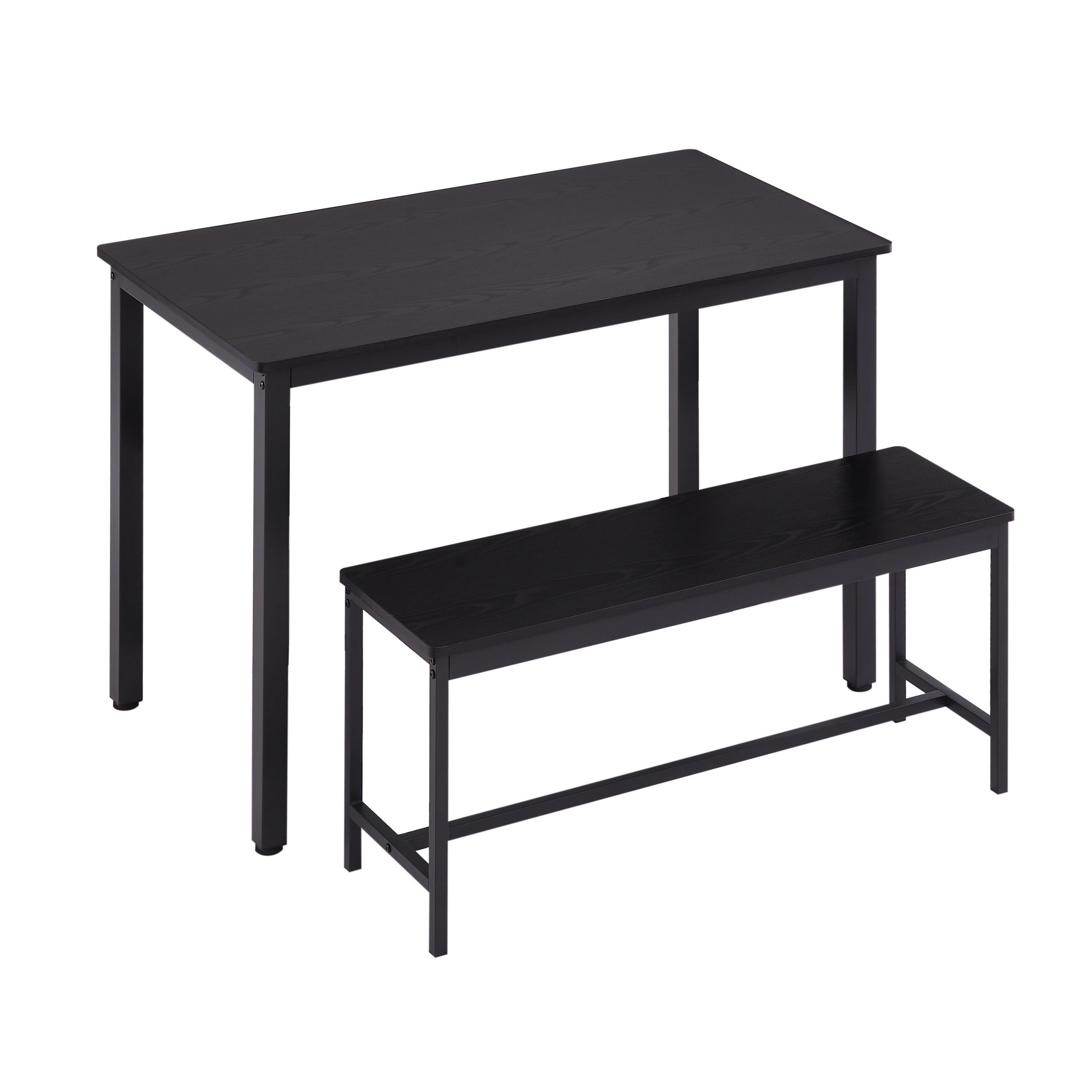 HAOYYE Dining Table Set with Bar Table and 2 Dining Benches, Kitchen Table Counter with Chairs, Industrial Style Breakfast Table for Living Room and Party Room, Sturdy Heavy Duty Design in Sleek Black for Home and Dorm Room Decor