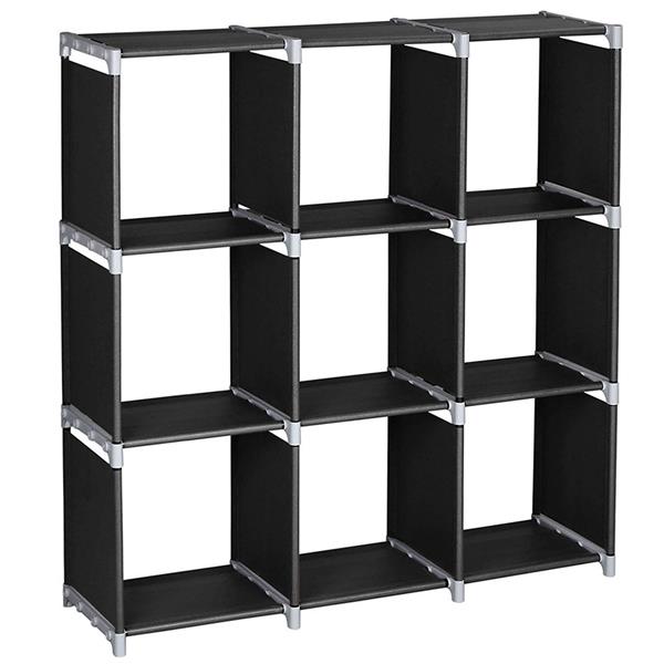 HAOYYE Multifunctional Assembled 3 Tiers 9 Compartments Storage Shelf Black soft cozy warm flannel fleece home decor luxury comfortable unique design premium quality decorative