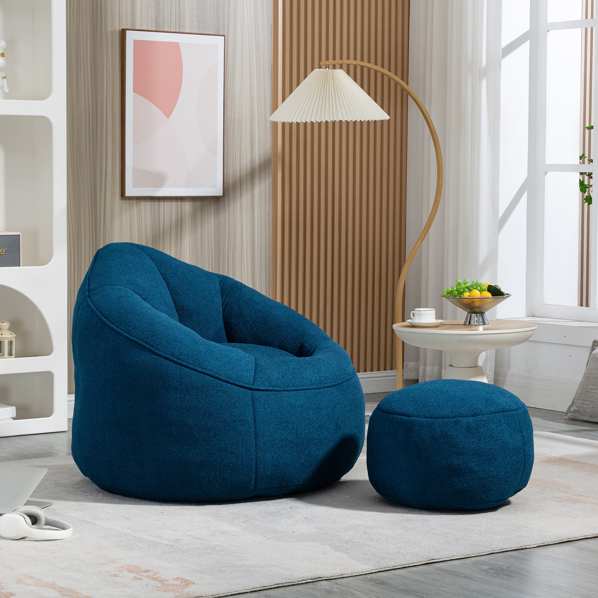 HAOYYE Bedding Bean Bag Sofa Chair High Pressure Foam Bean Bag Chair Adult Material with Padded Foam Padding Compressed Bean Bag With Footrest Sturdy Space-Saving Heavy Duty Modern Design Adults