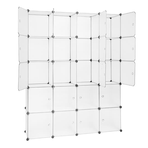 HAOYYE 20 Cube Modular Storage Cabinet, Stackable Closet Organizer Shelving Unit with Hanging Rod, White Plastic Cube Shelves for Clothes, Shoes, Accessories, Home & Office Organizer, Space-Saving Storage Solution, Durable, Easy Assembly