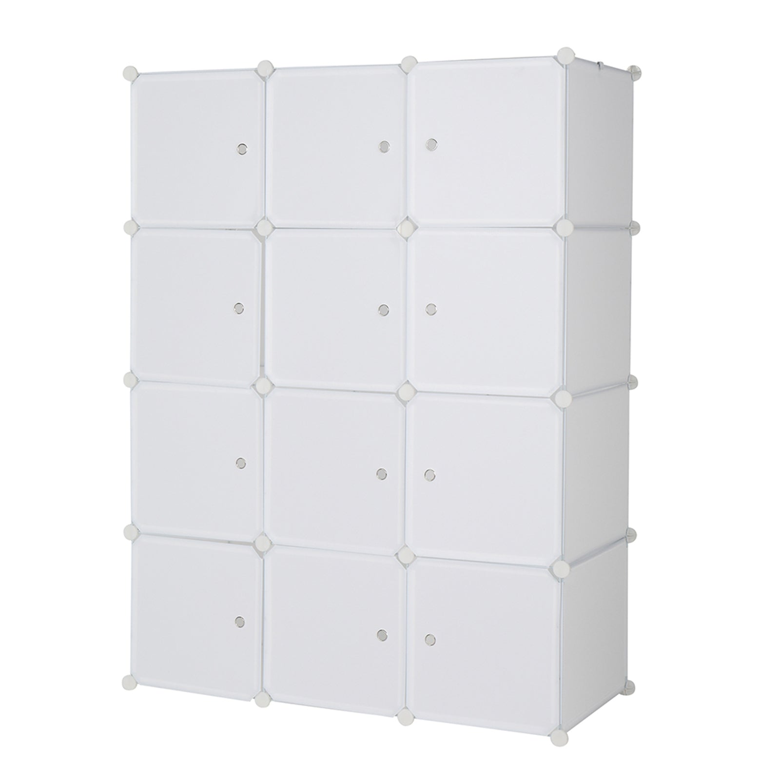 HAOYYE 12 Cube Modular Closet Organizer with Hanging Rod, Stackable Plastic Storage Shelves, Customizable DIY Wardrobe Cabinet for Bedroom Entryway Office