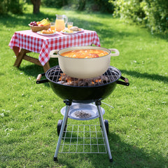 HAOYYE Cast Iron 5QT Cooking Pot Ceramic White Enamel Coating Includes Two Silicone Gloves Heavy Duty Durable Dutch Oven for Stovetop Oven and Outdoor Cooking Perfect for Stews Soups Casseroles and Everyday Meals