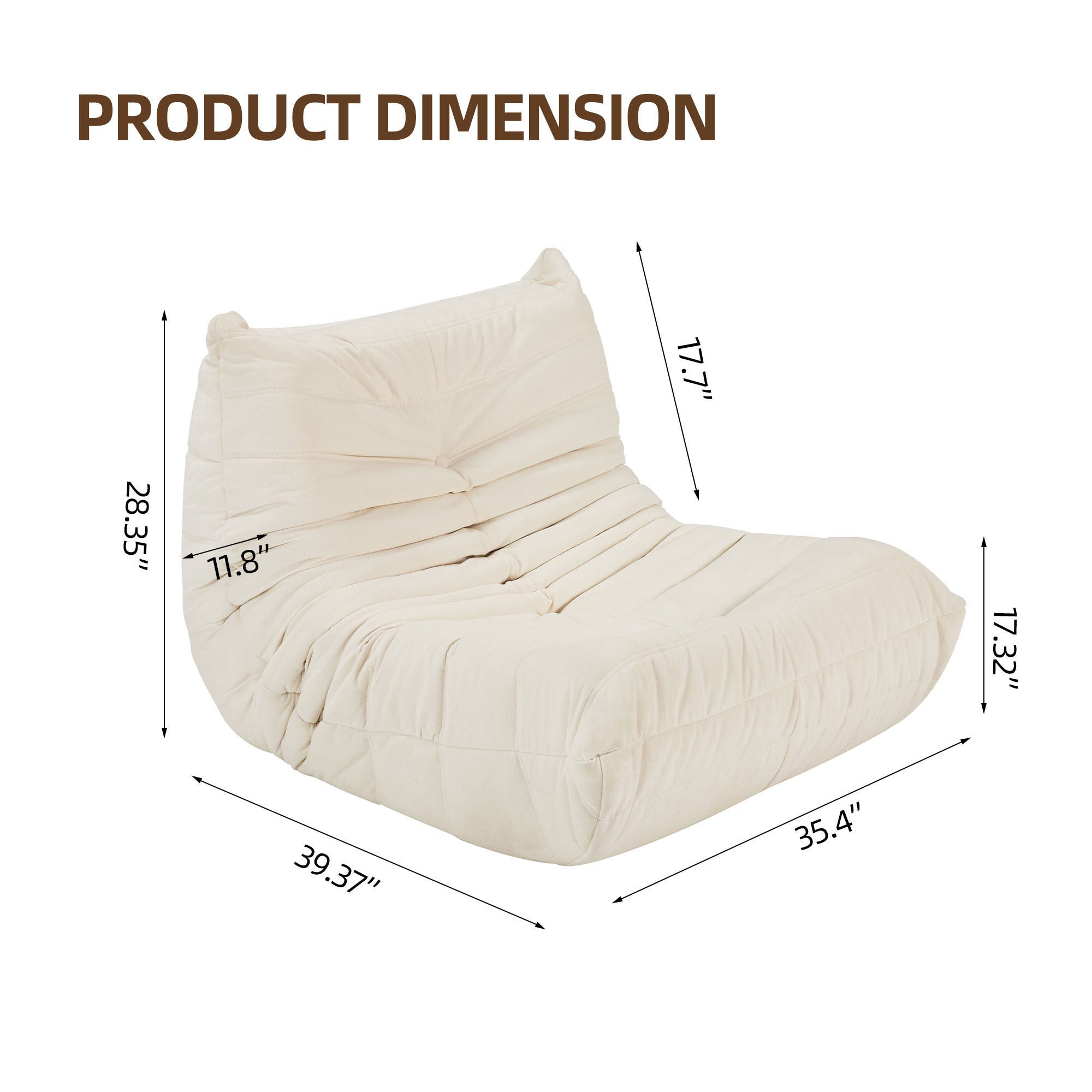 HAOYYE No-Installation Bean Bag Chair Big Beanbag Lounger Foam Chair for Home, Apartment, Living Room or Gaming Venue Durable Comfortable Modern Sofa in a Box with Sturdy Space-Saving Heavy Duty Design
