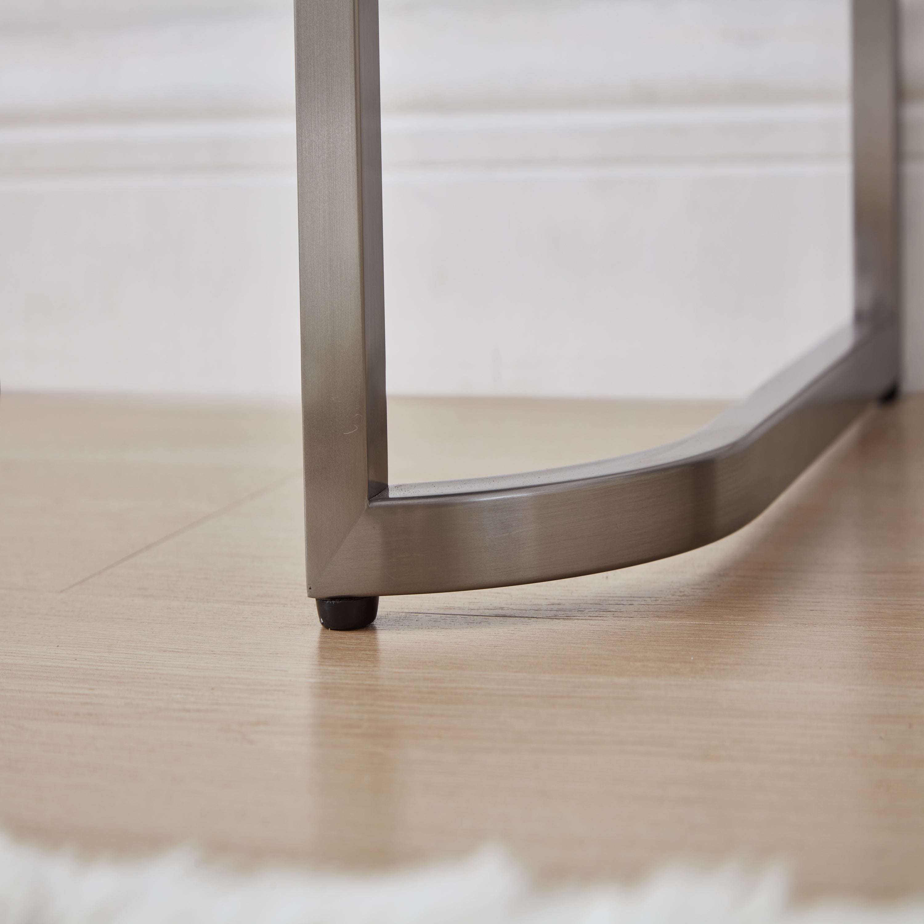 HAOYYE 39" Mirrored Makeup Vanity Table with Stainless Steel Base, Mirrored Console Dressing Table with 2 Drawers,Versatile Desk for Bedroom and Office, Silver