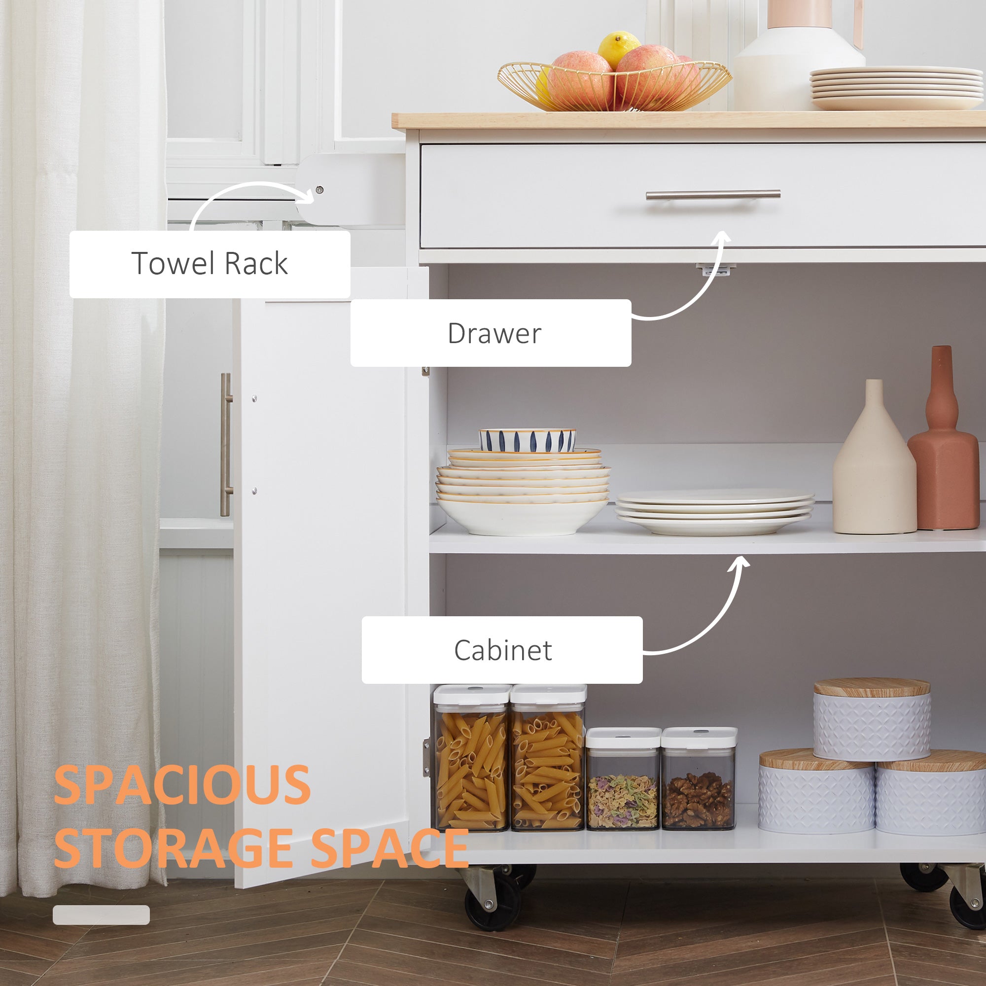 HAOYYE Kitchen Storage Cabinet with Adjustable Shelves, Durable Wood Construction, Space-Saving Design, Multi-Functional Organizer for Pantry, Utensils, and Home Kitchen, Easy Assembly, Modern Style