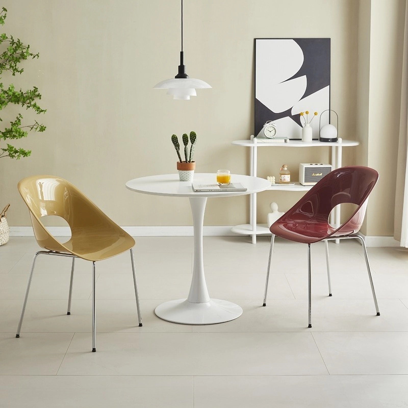 HAOYYE Modern Round Dining Table, White, Versatile Table for Dining Room, Kitchen, Coffee, or Leisure, Sturdy Space-Saving Heavy Duty Design, Ideal for Contemporary Home Décor