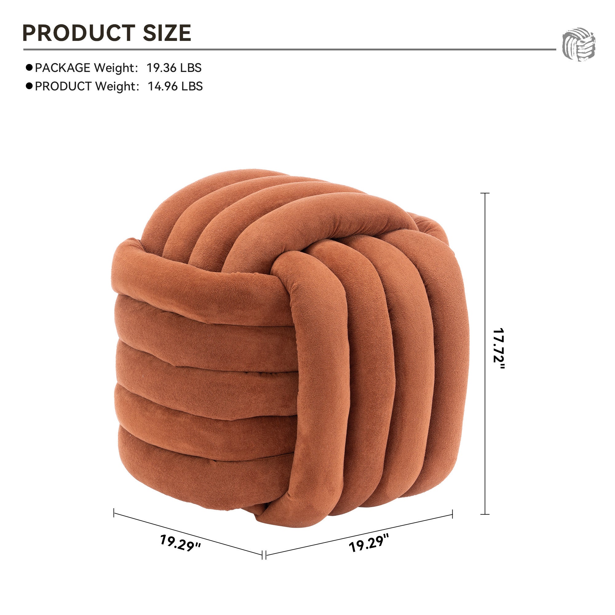 Haoyye Modern Chenille Fabric Knot Design Ottoman Makeup Stool Footstool, Comfortable and Stylish Seat, Perfect for Living Room and Bedroom, Space-Saving Heavy Duty Construction, Durable Furniture for Adults Dorm Room