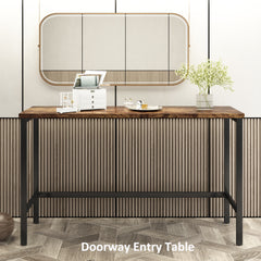 HAOYYE Counter Height Extra Long Dining Table Set with 3 Stools Pub Kitchen Set Side Table with Footrest,Brown Sturdy Space-Saving Heavy Duty Modern Design Adults Dorm Room Easy Assembly
