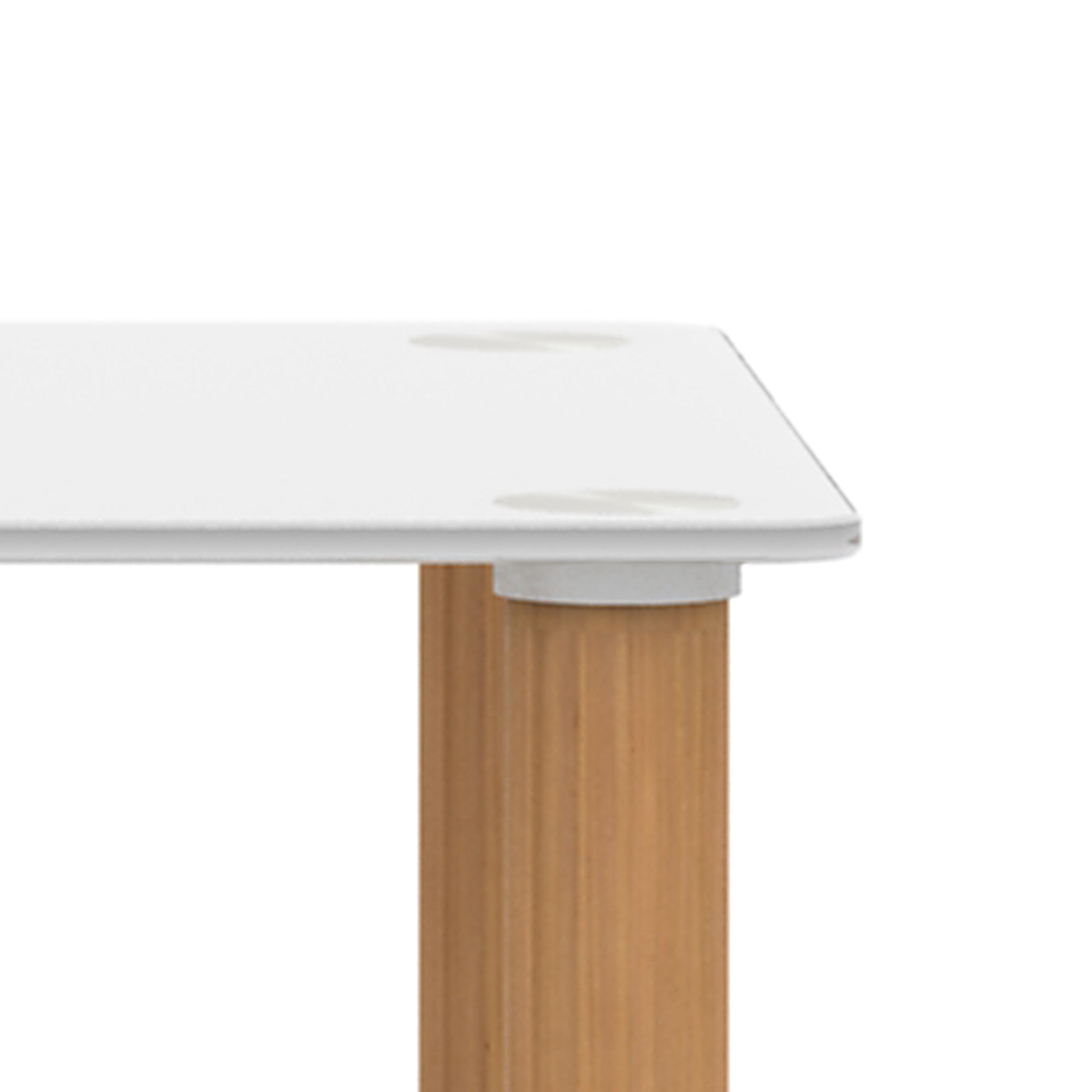 HAOYYE One Piece White And Oak Side Table with Two Tier Storage Shelf for Adults Dorm Room and Living Spaces Perfect as Nightstand, End Table or Sofa Table Featuring Heavy Duty Construction, Space Saving Functionality and Easy Assembly