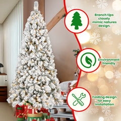 HAOYYE Artificial Flock Christmas Tree with Fireproof PVC and Hard Needle Mixed Branch Tips, Hinged Foldable Base for Easy Assembly and Compact Storage, Durable Thickened Hardware Pole and Stable Stand, Perfect Indoor Holiday Decoration
