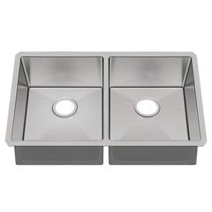 HAOYYE 32" L X 19" W Undermount Double Bowl 16 Gauge 304 Stainless Steel Kitchen Sink (Sink Only) Sturdy Space-Saving Heavy Duty Modern Design Adults Dorm Room Easy Assembly Bedroom Furniture