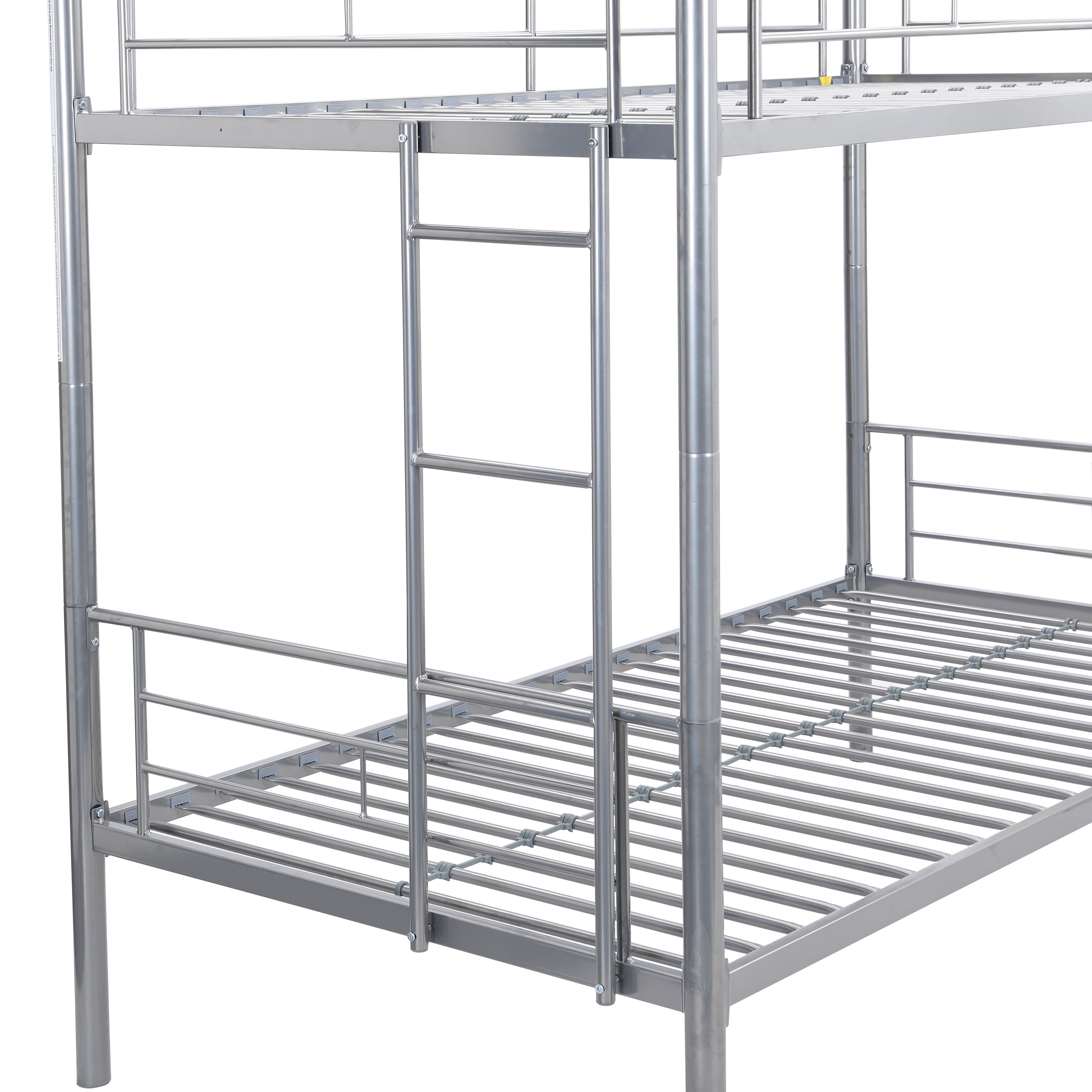 HAOYYE METAL BUNK BED WITH TRUNDLE SILVER Sturdy Space-Saving Heavy Duty Modern Design Easy Assembly Durable Stylish Home Furniture Versatile
