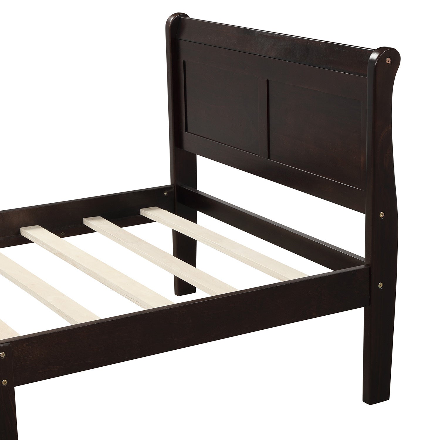 HAOYYE Wood Platform Bed Twin Bed Frame Mattress Foundation Sleigh Bed with Headboard/Footboard/Wood Slat Support Sturdy Space-Saving Heavy Duty Modern Design Easy Assembly Durable Stylish Home Furniture