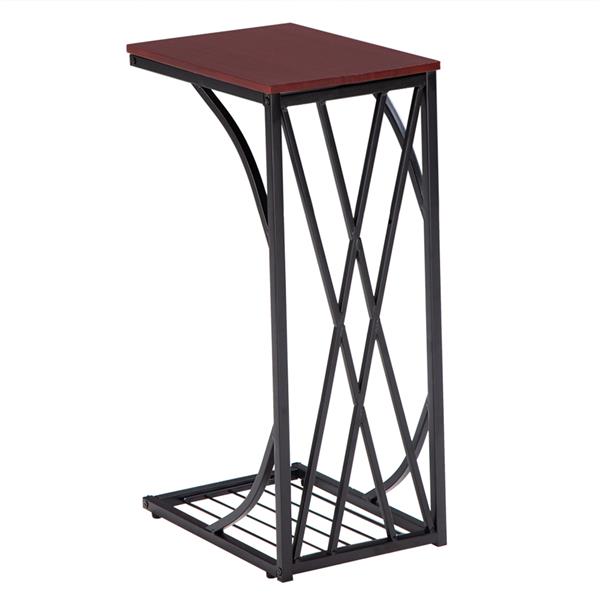 HAOYYE C-Type Sofa Table / Coffee Table, Cross-Line Brown Desktop, Soft Cozy Warm Flannel Fleece, Luxury Home Decor, Unique Design, Premium Quality, Comfortable and Decorative Accent for Living Room, Bedroom, Office
