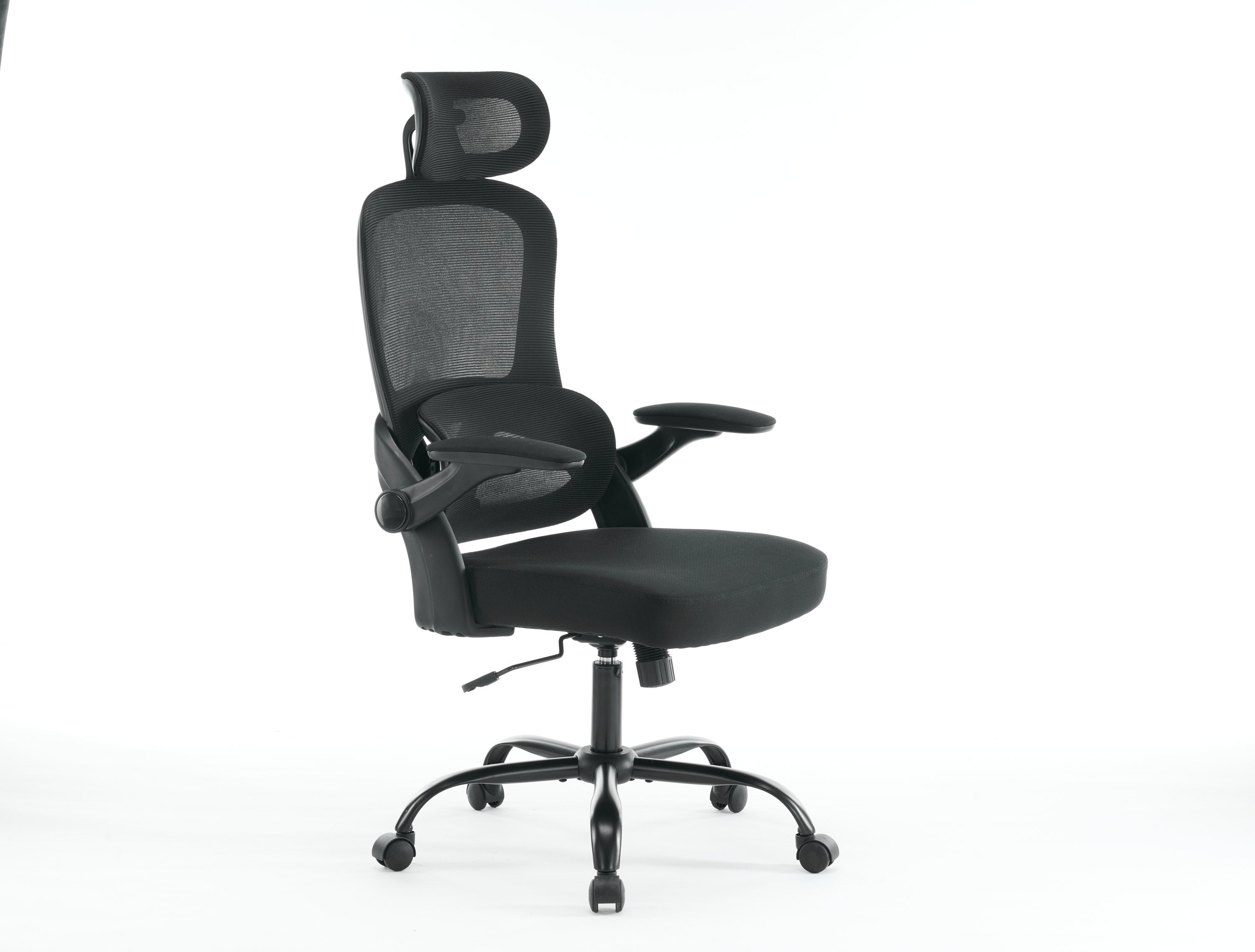 HAOYYE Ergonomic Mesh Office Chair with High Back Desk Design, 3D Armrests, Up And Down Lumbar Support, Swivel Computer Task Chair with Adjustable 2D Headrest and Tilt Function, Sturdy Space-Saving Heavy Duty Chair for Home and Office Use