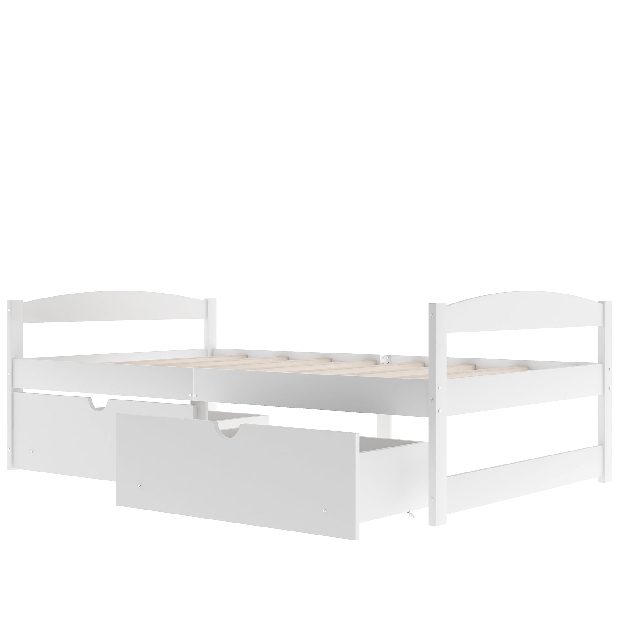 HAOYYE Twin Platform Bed with Two Drawers, White, Sturdy Space-Saving Design, Heavy Duty Construction, Easy Assembly, Durable and Stylish Home Furniture