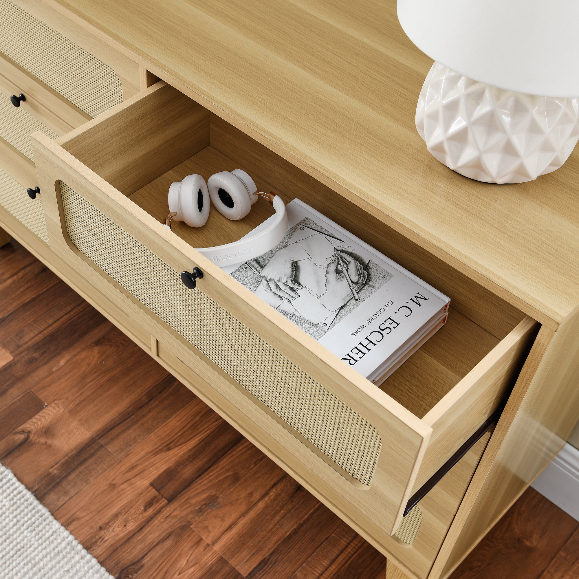 HAOYYE 6-Drawer Wooden Antique Dresser, Storage Cabinet for Bedroom, Living Room, and Corridor, Modern Design Drawer Cabinet with Sturdy Space-Saving Heavy Duty Construction, Ideal for Organizing Clothes and Essentials