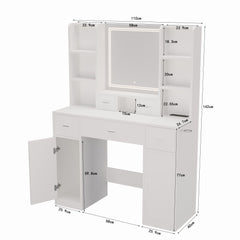 HAOYYE Smart Mirror Dressing Table with Drawers and Storage Cabinet, Modern Design Dressing Table with Soft Dressing Pad for Bedroom, Dressing Room, Sturdy Space-Saving Heavy Duty Construction, Ideal for Adults