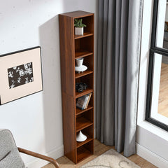 Haoyye 8-Tier Media Tower Rack, CD DVD Slim Storage Cabinet, Adjustable Shelves for Home Office, Multifunctional Double-Decker Bookcase, Sturdy Space-Saving Bookshelf for Tall Narrow Display